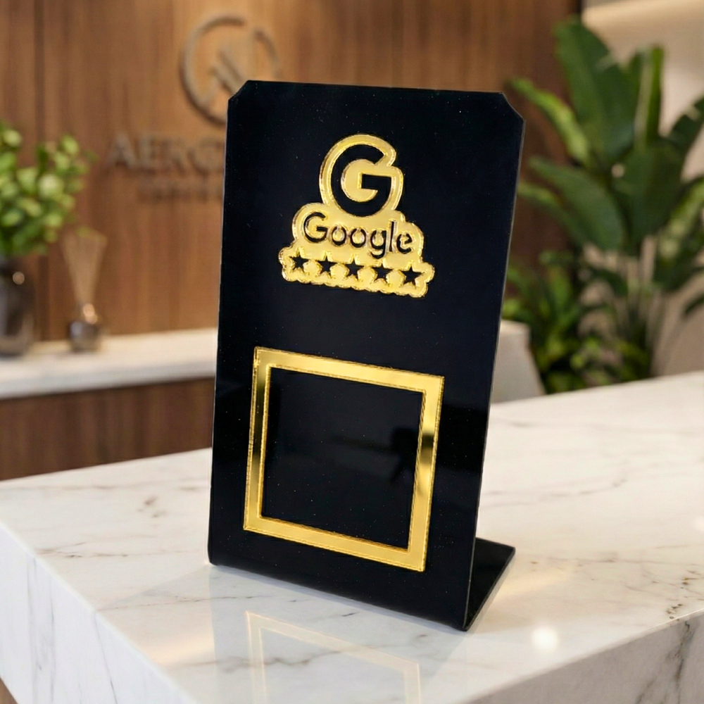 Placa Display Avaliação Google Qr Code Acrílico De Mesa