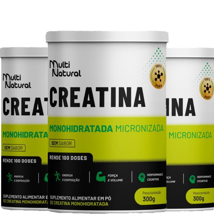 Kits Creatina Creatine 100% Pura Monohidratada Pure Micronizada Potes 300g - Multi Natural