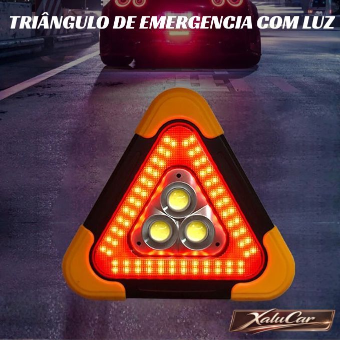 Triângulo de Emergência Automotivo Eletrônico com Iluminação e Alerta LED e Carregamento Solar