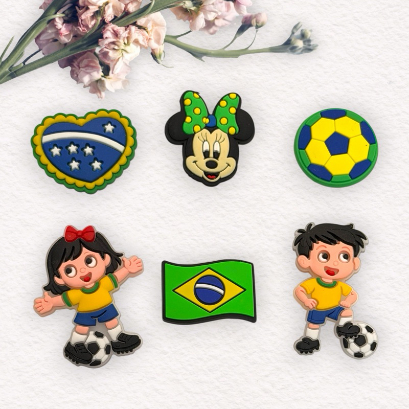 Aplique Emborrachado TEMA BRASIL E COPA (5 Unidades) para Artesanato, Laços e Tiaras