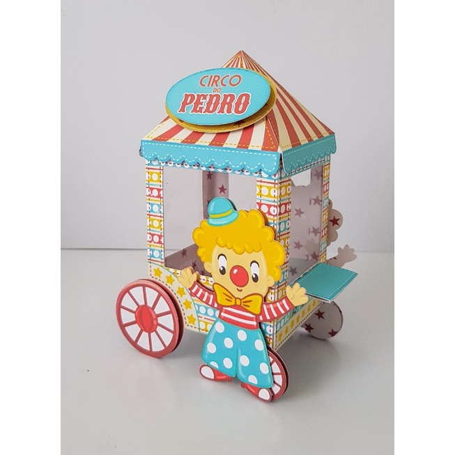 Kit com 5 Caixas Circo Menino / Circo Azul e Vermelho 3D
