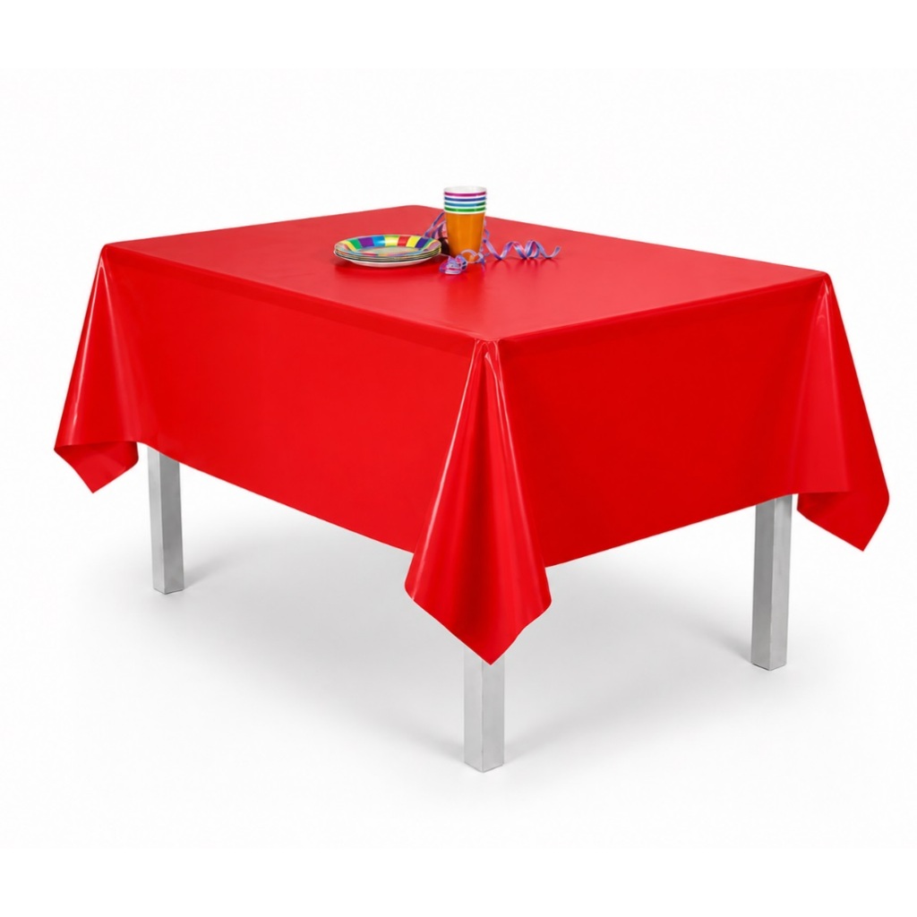 Toalha De Mesa Pvc Vermelha Retangular 137x183cm Festa Vermelho Quadrado