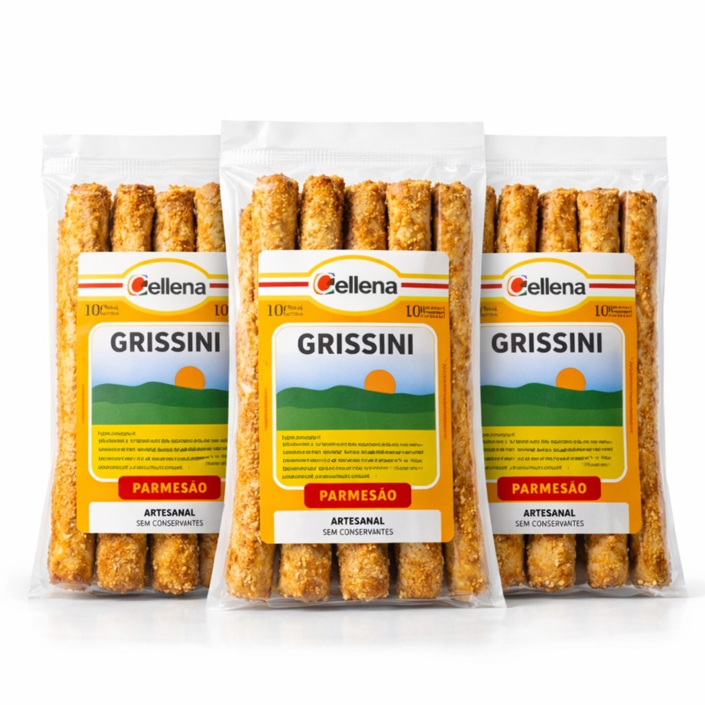 Kit 3 Grissini Artesanal Sabor Parmesão CELLENA 100g