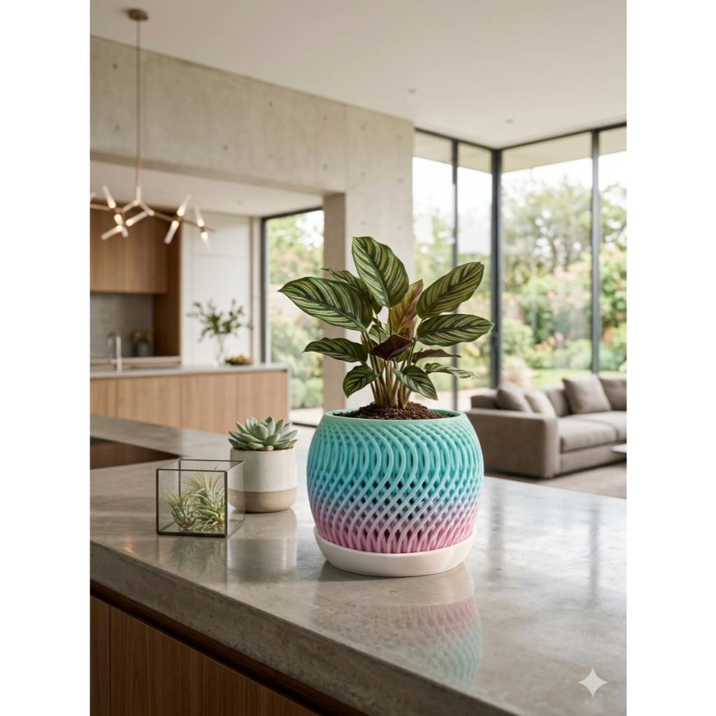 Vaso 3D Vazado com Acabamento Fino + Base Inclusa para Orquídeas, Plantas e Flores Decorativas