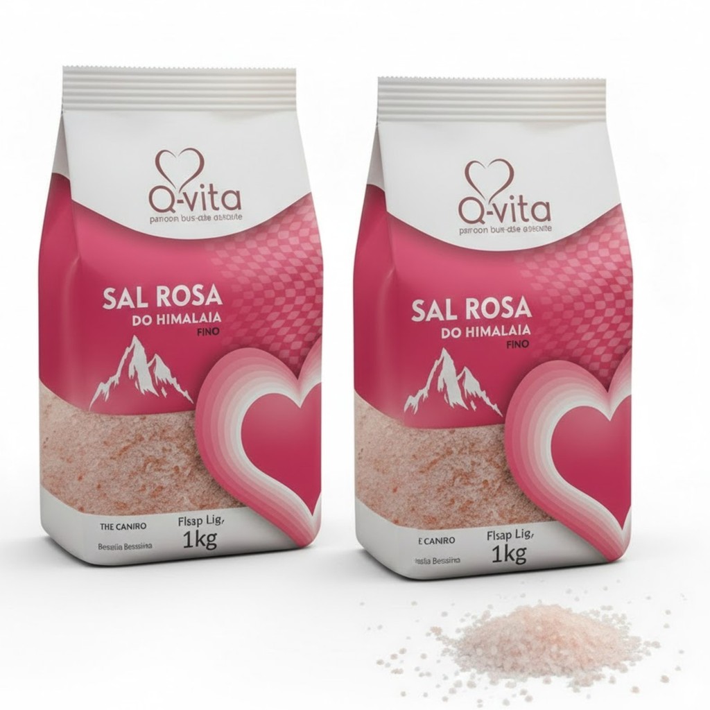 Kit c/ 2und Sal Rosa Himalaia Fino Q-VITA Pacote 1Kg