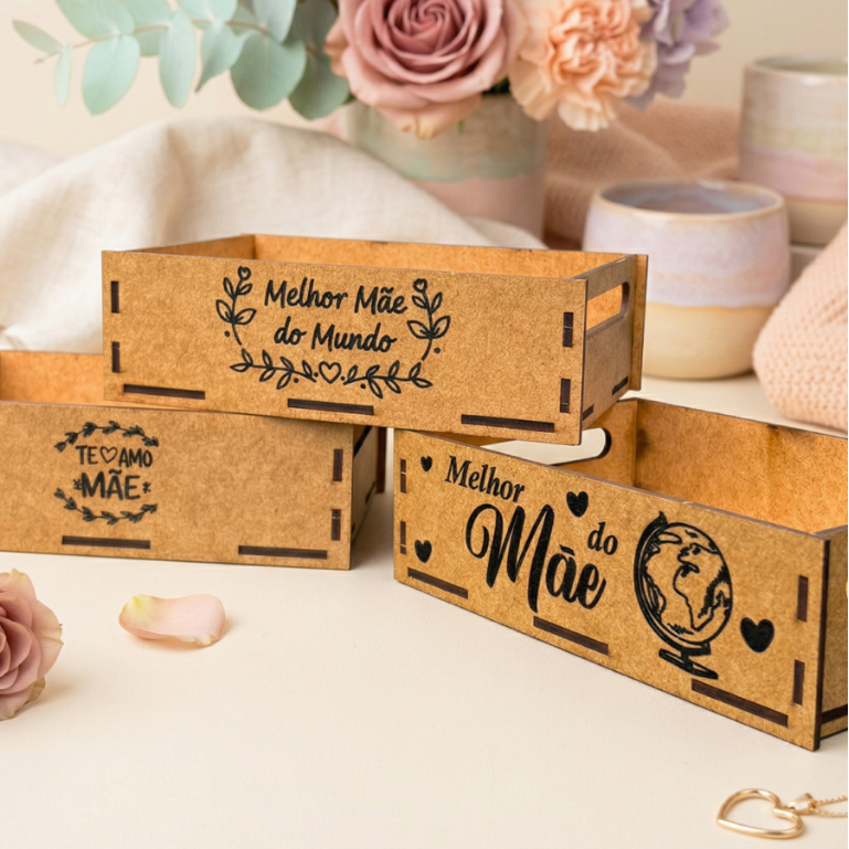 Kit Bandejas Dia das Mães em Mdf 10x15 para Lembrancinhas e Brindes Decorada