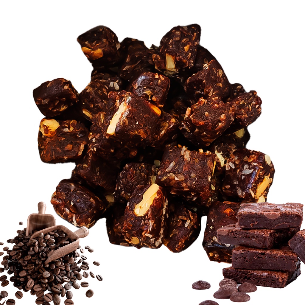 Cubinho Doce Fit Tâmara Brownie, Café e Gotas de Chocolate Vegano Sem Açúcar Sem Glúten - 250g