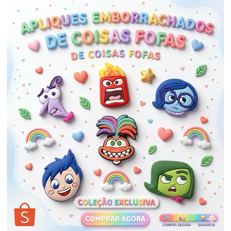 12 Unidades Aplique Emborrachado Turma do Divertidamente Laços Tiaras Artesanato DIY