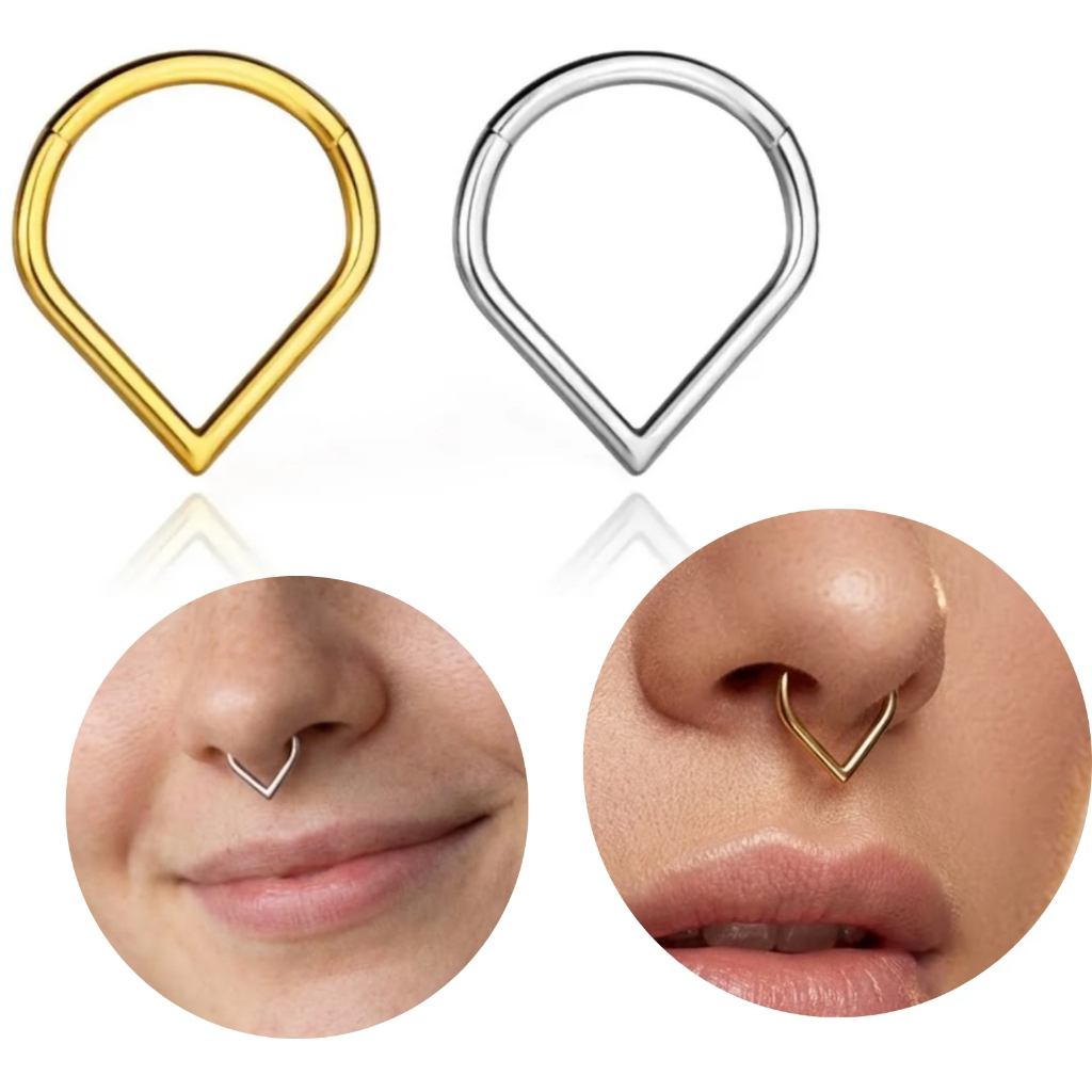 Piercing Gota V Nariz Orelha Titânio Hipoalergênico Prata Dourado Acessórios Femininos