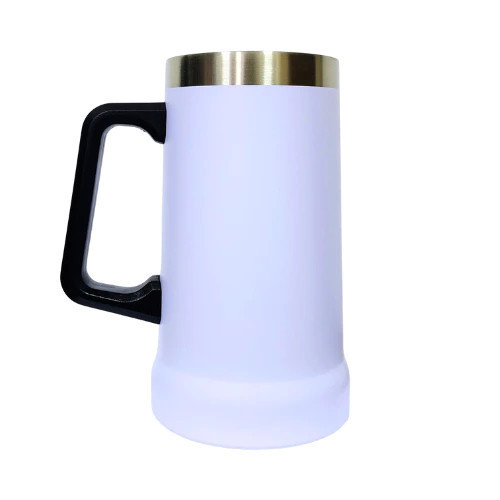 Copo Caneca Térmica 710ML Aço inox, COR BRANCO Para Chopp Cerveja