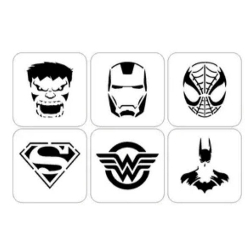 kit 6 stencils para pintura facial molde infantil tatuagem temporária criança