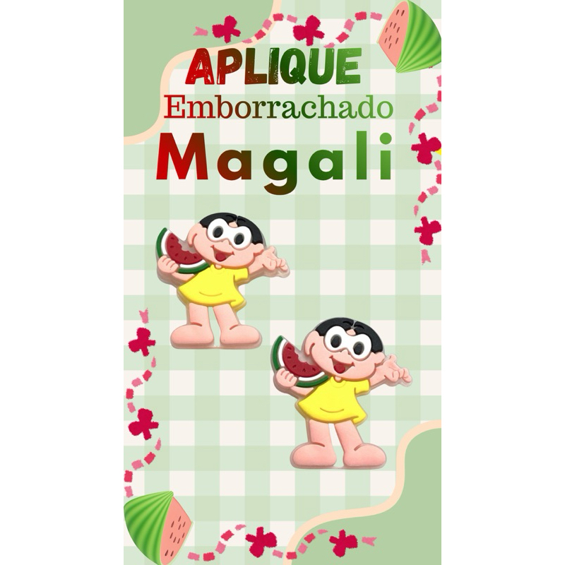 KIT Aplique Emborrachado 10 und Infantil Magali e Melancia Laços Tiaras Prendedores Artesanato DIY