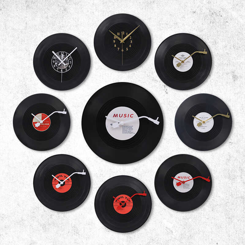 Criativo casa relógio de parede Record Player relógio decoração para casa relógio mudo relógio redondo