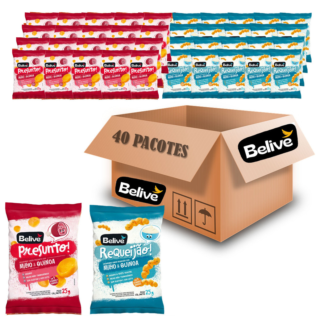 Kit Snacks BELIVE Requeijão (20x) Presunto (20x) 25g