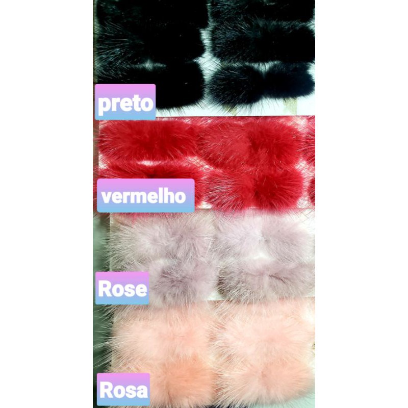 aplique pompom Bigode pelúcia/ Cartela com 5 ou 10 pçs.