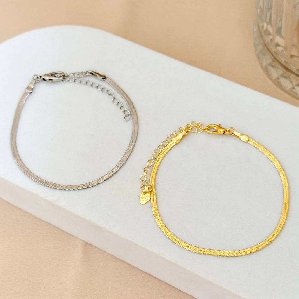[ SEMI JOIA ] Pulseira Feminina Fita Malha 2mm Delicada Banhado a Ouro 18k ou Prata Anti Alérgico