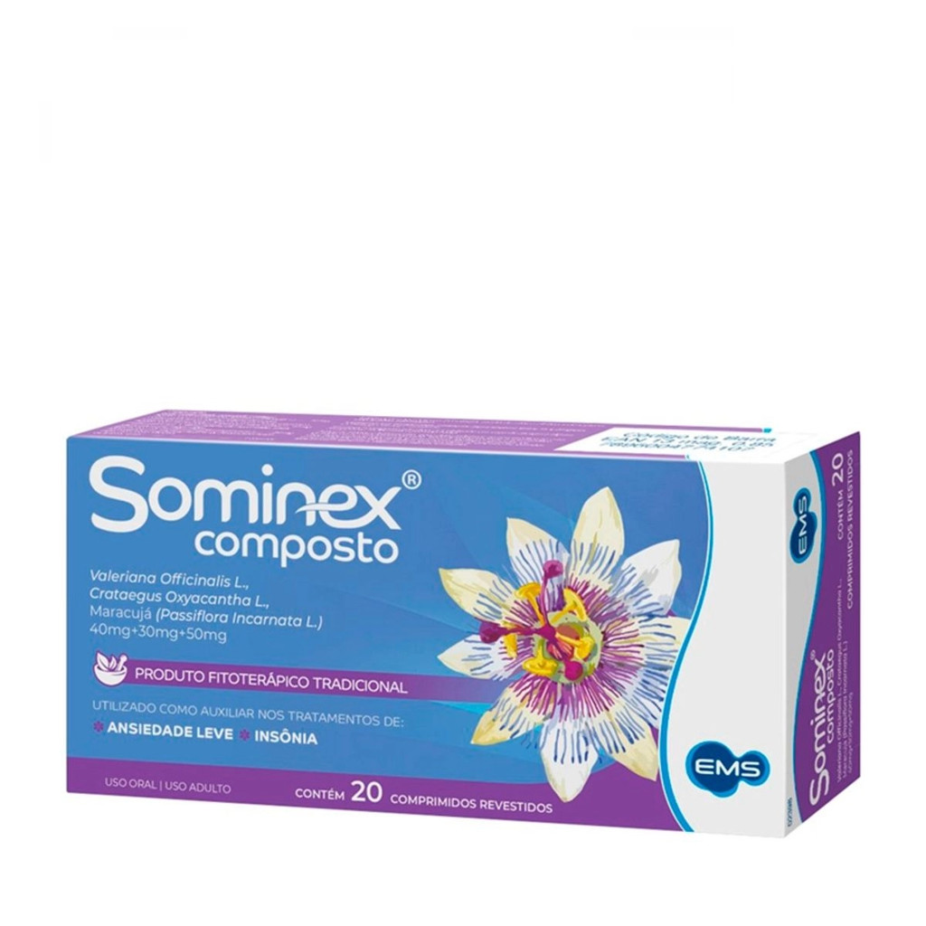 Sominex 20 Comprimidos Auxilia no Sono Insônia Relaxamento Noturno