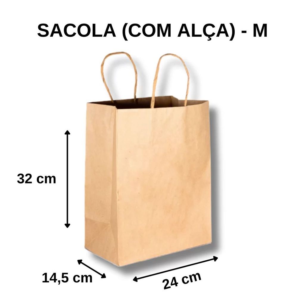 Sacolas Papel Kraft Com alça diversos modelos e tamanhos kit com 20 unidades