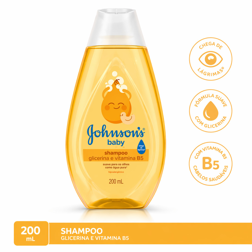 Shampoo Infantil Glicerina + Vitamina B5 200ml Suave Sem Lágrimas Hipoalergênico Bebê