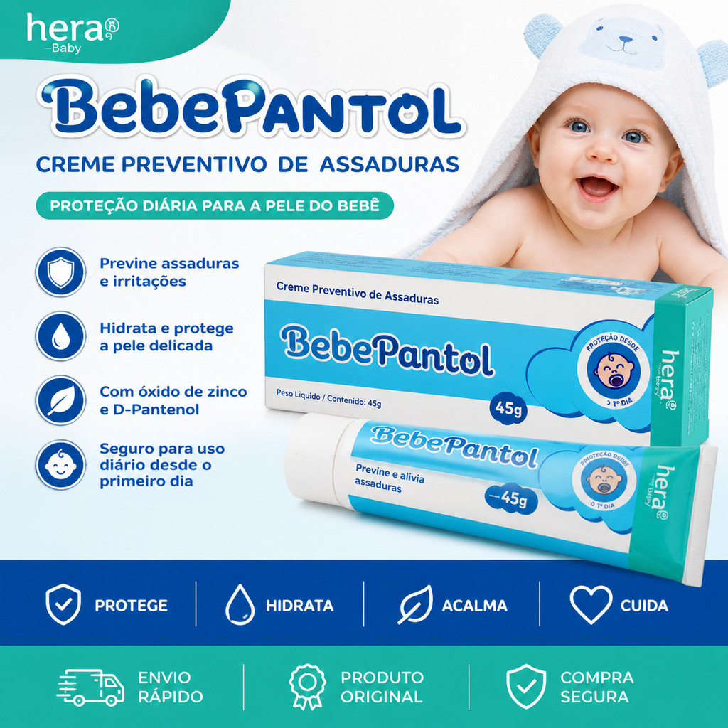 Bebepantol Baby Creme Preventivo de Assaduras 45g Hidratação Proteção Pele do Bebê